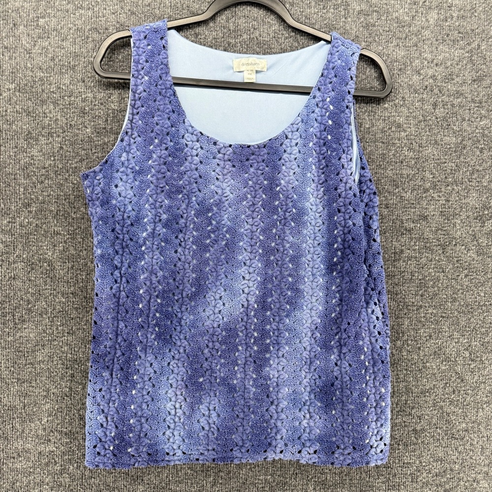 Dressbarn Top Womens PXL Purple Crochet Sleeveless Layer Hippie Boho Cottagecore